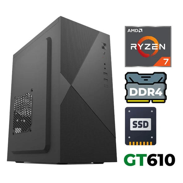Xaser Xsr1217 Ryzen 7 5700X 8GB Ram 256GB SSD 2GB GT610 Ultra Performanslı Ofis Bilgisayarı ürün görseli