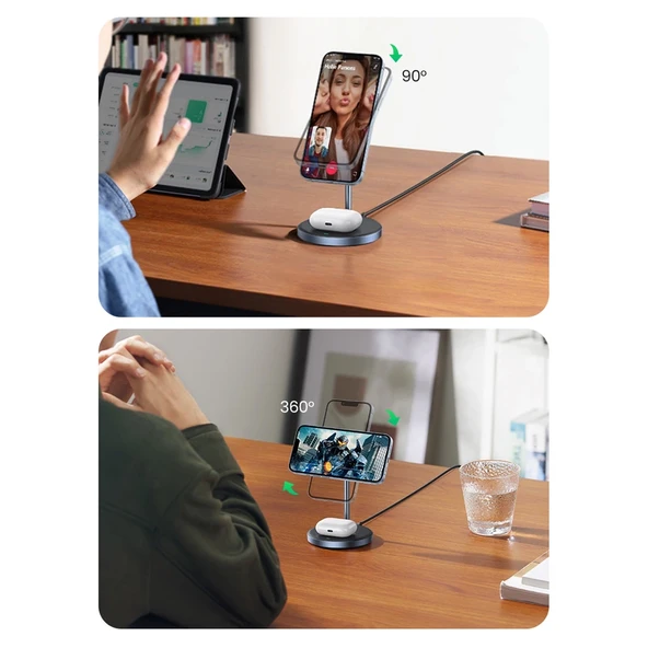 UGREEN 2-in-1 20W MagSafe Telefon Standı Kablosuz Wireless Şarj Özellikli, 90668 - 6