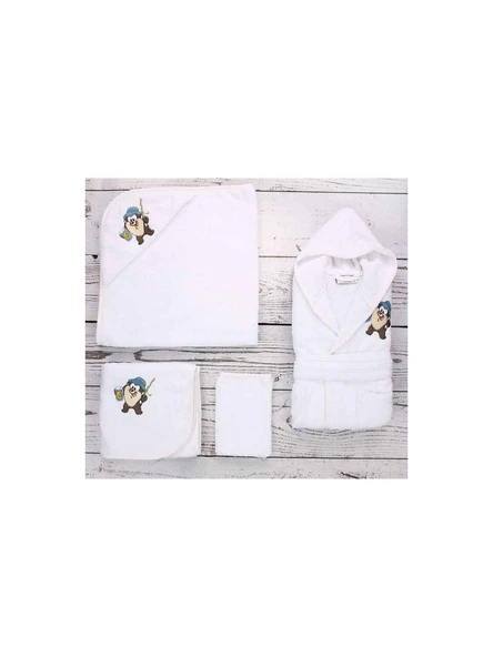 Özdilek Lisans Nakışlı Bambu Bebek Seti Tazmania Beyaz 0094