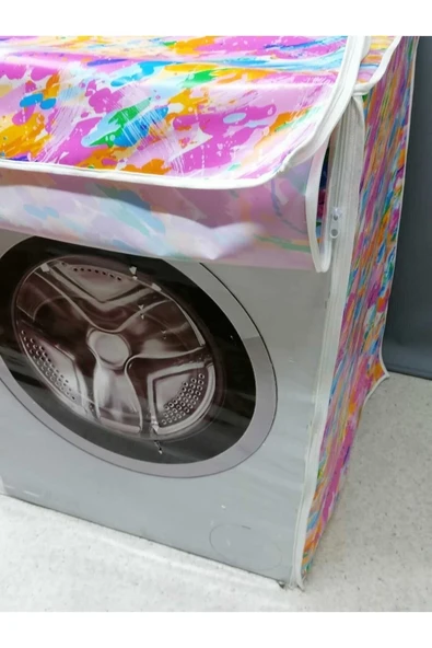 Çok Renkli Fermuarlı Çamaşır ve Kurutma Makinesi Örtüsü - Resim 2