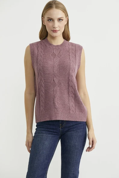 Salaş Yünlü Triko Süveter - Gül ürün görseli 1