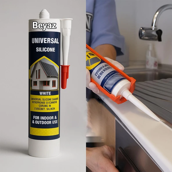 Universal Silikon  Genel Amaçlı 280 ml İç Dış Mekan Kapı Pencere Uygun Su Geçirmez Sızdırmazlık Beyaz - Resim 2