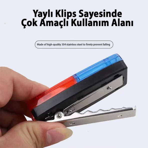 Bisiklet Feneri Çakarlı Yaka Lambası Kafa Bel Işık Led Şarj Edilebilir Far Motor Kamp Su Geçirmez - Resim 4