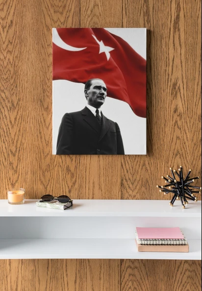 Atatürk Tablosu - Türk bayrağı ve Ata
