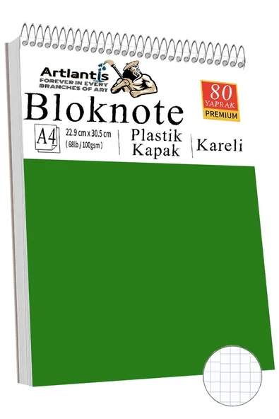 Telli Masaüstü Not Defteri Kareli A4 1 Adet Masa Üstü Plastik Kapaklı Spiralli Bloknot Blocknote 80 Yaprak Okul Ofis - 12