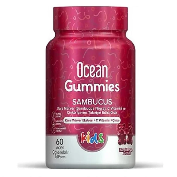 Ocean Gummies Sambucus 60 Adet Çiğnenebilir Jel Form ürün görseli