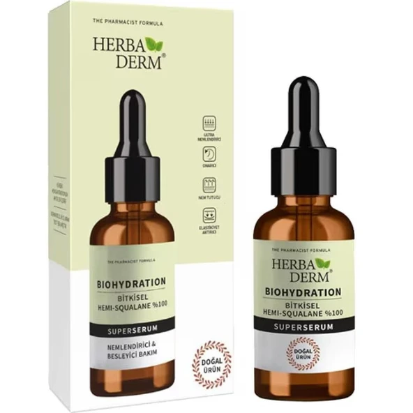 Herbaderm Süper Serum Biohydration %100 Hemi-Squala 30 ml ürün görseli