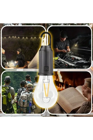 NACTUMU LED Şarj Edilebilir Kamp Lambası, Kancalı 3 Aydınlatma Modlu Çadır Lambası - 4