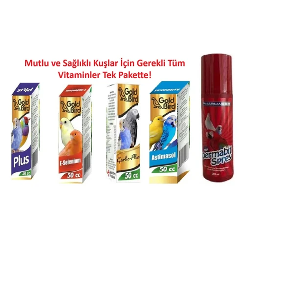 Kafes Kuşları İçin Vitamin Seti Ve Dermo Bit Spreyi 200 Ml - Resim 2