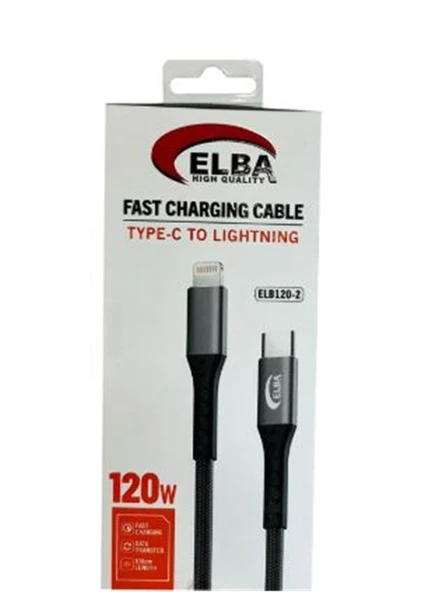 Elba Elb120-2 120w   Type-c To Lightning 1Mt Siyah Örgülü  Şarj Kablosu ürün görseli