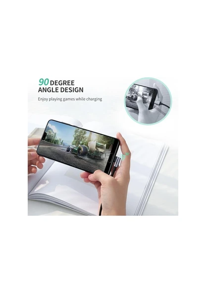 UGREEN USB-C to USB-A 3A QC 90 Derece Hızlı Şarj Kablosu, 2 Metre, Uzay Girişi, 50942 - 2