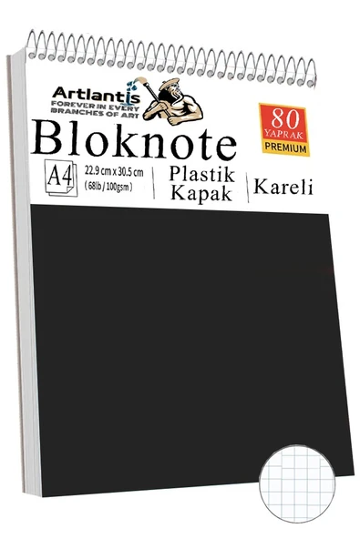 Telli Masaüstü Not Defteri Kareli A4 1 Adet Masa Üstü Plastik Kapaklı Spiralli Bloknot Blocknote 80 Yaprak Okul Ofis - 10