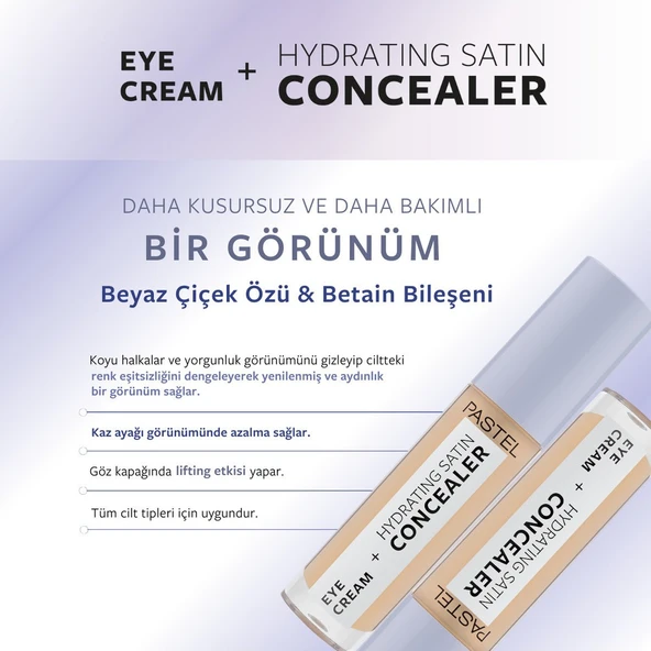 Pastel Eye Cream + Hydrating Satin Concealer 66 - Göz kremi + Göz Altı Kapatıcısı Deep Medium - 6
