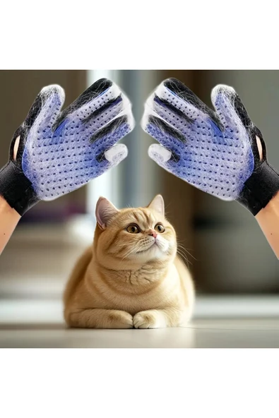 NACTUMU 1 Adet Evcil Hayvan Bakım Eldiveni, Köpekler ve Kediler için Nazik Tüy Toplayıcı Eldiven - 3