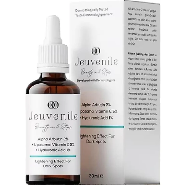 Jeuvenile Alpha Arbutin %2 + Liposomal Vitamin C %5 + Hyaluronic Acid %1 Leke Karşıtı Serum 30 ml ürün görseli
