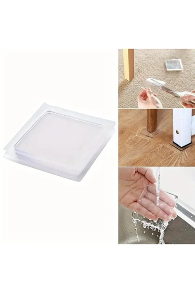 NACTUMU 4 adet Silikon Mobilya Pedleri Kaymaz Şeffaf Zemin Koruyucuları - Resim 3