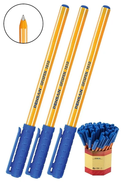 Mavi Tükenmez Kalem 1010 1.0mm 3 Adet Pensan Büro Ofispen Büro Plastik Kapaklı Tükenmez Kalem ürün görseli