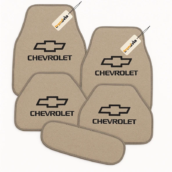 Bej Renk Chevrolet 5’li Oto Halı Paspas Seti Kaymaz, Yıkanabilir, Dayanıklı Zemin Koruma