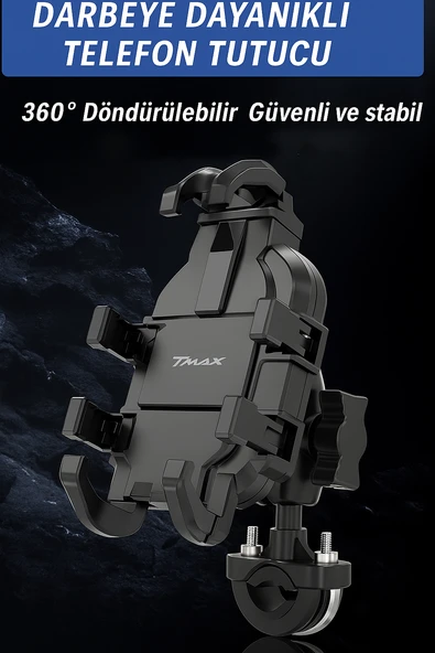 Titreşim Önleyici Gidon Telefon Tutucu Dayanıklı ABS Paslanmaz Çelik Yapı 4.7-6.9" Uyumlu - 4