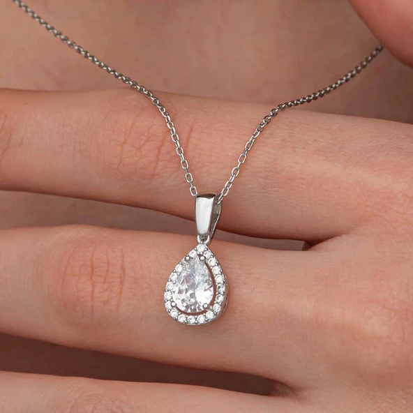 Gümüş Damla Beyaz Zirkon Taşlı Kadın Kolye - 6