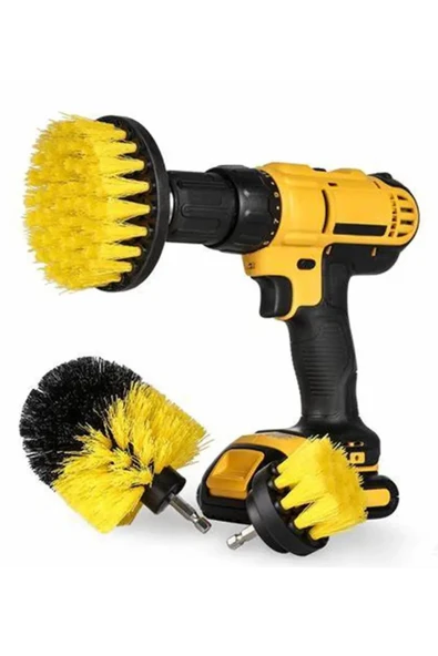 NACTUMU 3Adet Matkap Ucuna Takılabilen Temizleme Fırçası Seti  Duşakabin Banyo Küvet Araba Tekerliği Koltuk Yıkama