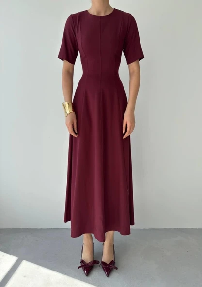 Wera Pliseli Midi Elbise - Resim 2