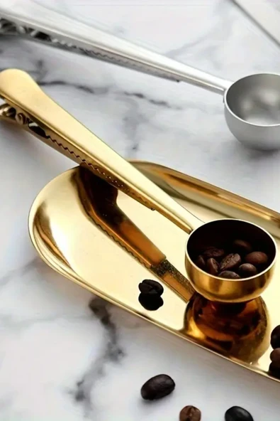 NACTUMU Altın Rengi Paslanmaz Çelik 2'si 1 Arada Kahve Klipsi Kaşığı - 4