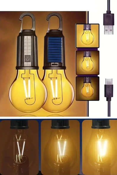 NACTUMU LED Şarj Edilebilir Kamp Lambası, Kancalı 3 Aydınlatma Modlu Çadır Lambası