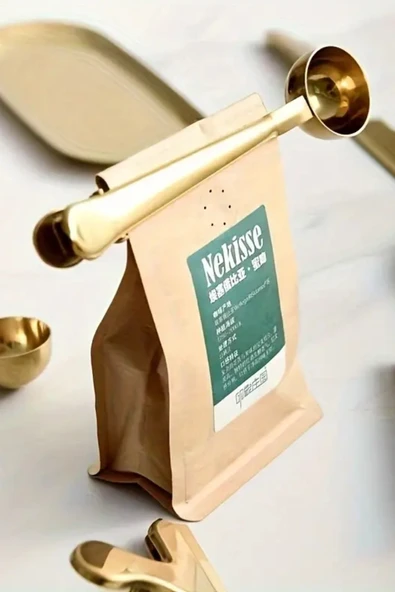 NACTUMU Altın Rengi Paslanmaz Çelik 2'si 1 Arada Kahve Klipsi Kaşığı