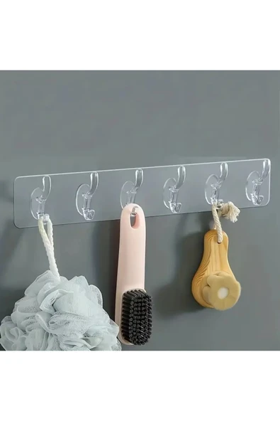 NACTUMU 5'li Plastik Şeffaf Yapışkanlı Sıra Kanca, Kendinden Yapışkanlı Sıra Kanca - Resim 2