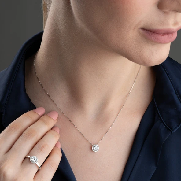 Vaoov 925 Ayar Gümüş Rodyumlu 3lü Tektaş Set - Resim 6