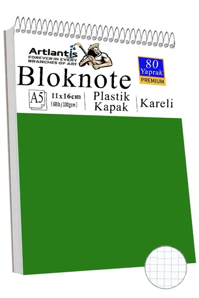 Telli Masaüstü Not Defteri Kareli A5 Orta Boy 1 Adet Masa Üstü Plastik Kapaklı Spiralli Bloknot Blocknote 80 Yaprak Büro - 11