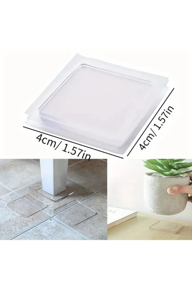 NACTUMU 4 adet Silikon Mobilya Pedleri Kaymaz Şeffaf Zemin Koruyucuları - Resim 4