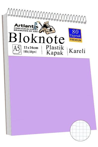 Telli Masaüstü Not Defteri Kareli A5 Orta Boy 1 Adet Masa Üstü Plastik Kapaklı Spiralli Bloknot Blocknote 80 Yaprak Büro - 5