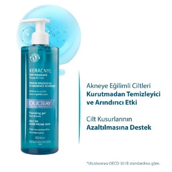 Ducray Keracnyl Foaming Gel 400 ml - Resim 2