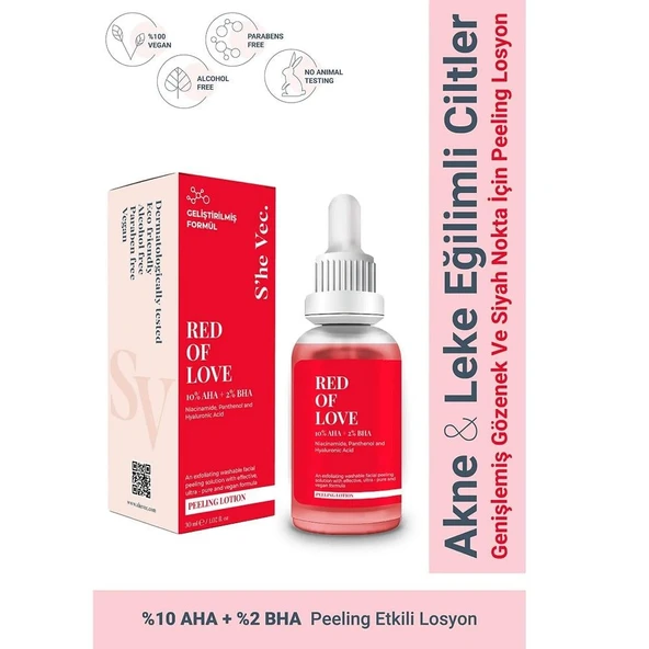 She Vec Red Of Love Bariyer Onarımı ve Güçlü Antioksidan Koruma Sağlayan Yenileyici Peeling Serum 30 ml ürün görseli