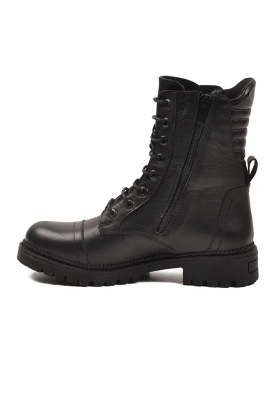 Ayakmod Siyah Hakiki Deri Polarlı Kaymaz Kadın Bot 52682-1 Z - 4