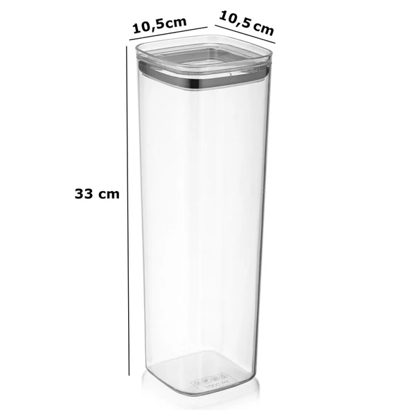 Geseus Uzun Kare Hava Geçirmez Erzak Saklama Kabı 6 Adet 3100 ML - Resim 4