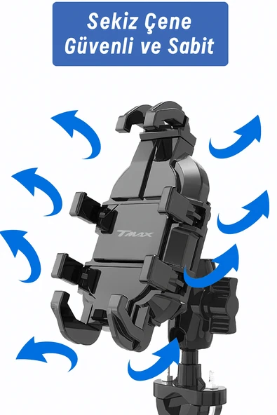 Titreşim Önleyici Gidon Telefon Tutucu Dayanıklı ABS Paslanmaz Çelik Yapı 4.7-6.9" Uyumlu - 3