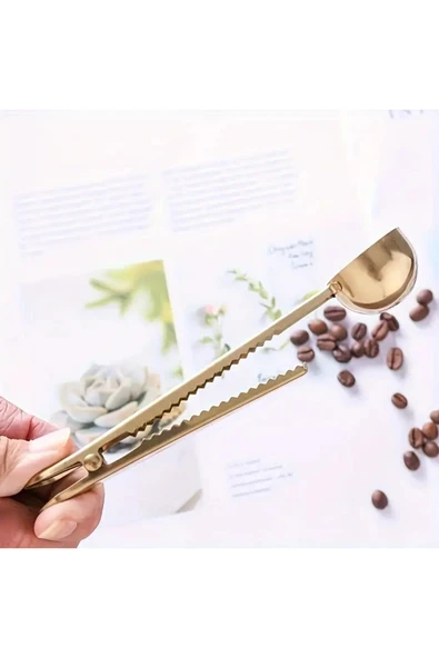 NACTUMU Altın Rengi Paslanmaz Çelik 2'si 1 Arada Kahve Klipsi Kaşığı - 5