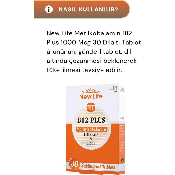 Metilkobalamin B12 Plus 1000 Mcg 30 Dilaltı Tablet - 2 Adet - Resim 4