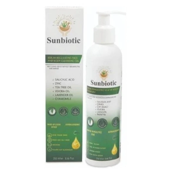 Sunbiotic Hipoalerjenik Sebum Dengeleyici Yüz ve Vücut Yıkama Jeli 250 ml ürün görseli