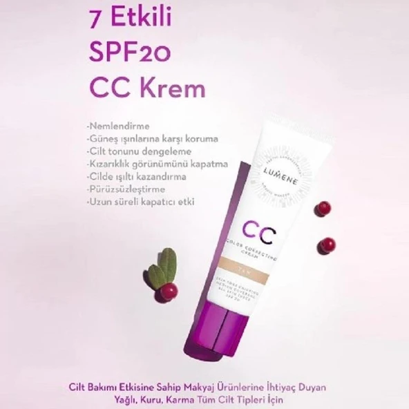 Lumene 7 Etkili Renk Dengeleyici CC Krem SPF 20 Koyu 30 ml - Resim 2