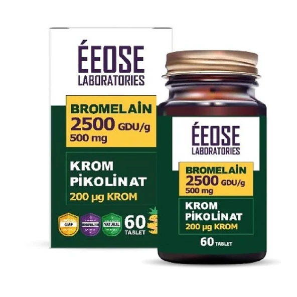 Eeose Bromelain 2500 GDU/g ve Krom Pikolinat 60 Tablet ürün görseli