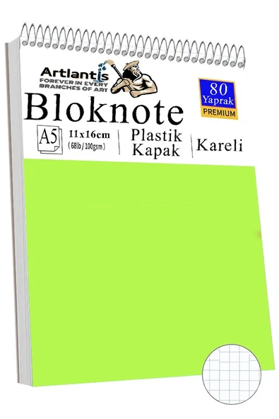 Telli Masaüstü Not Defteri Kareli A5 Orta Boy 1 Adet Masa Üstü Plastik Kapaklı Spiralli Bloknot Blocknote 80 Yaprak Büro - 2