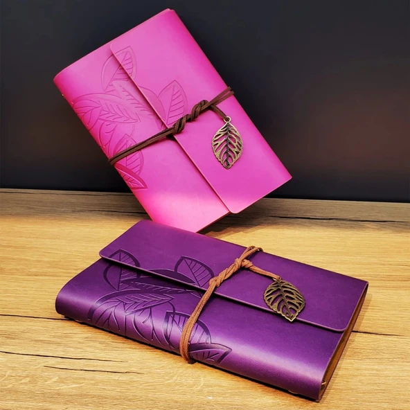 MDB Deri Yaprak Desenli Çizgisiz Defter ürün görseli 1