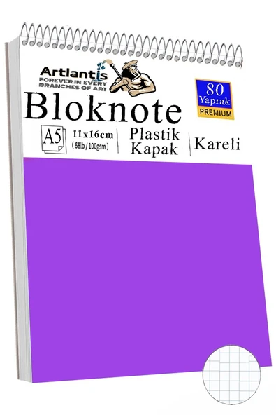 Telli Masaüstü Not Defteri Kareli A5 Orta Boy 1 Adet Masa Üstü Plastik Kapaklı Spiralli Bloknot Blocknote 80 Yaprak Büro - 7