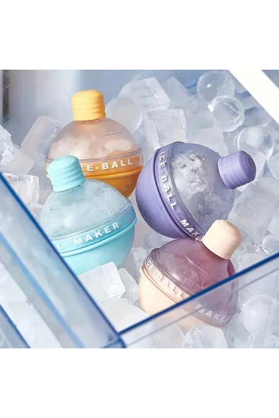 NACTUMU  Büyük Boy Hunili Altı Silikon Kolay Çıkabilen Küre Buzluk - 4