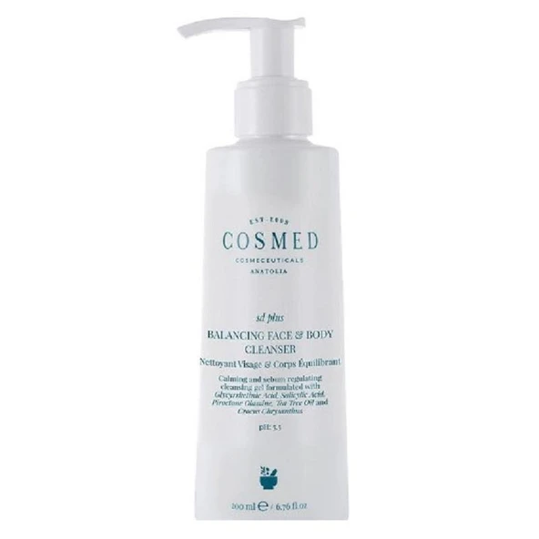 Cosmed SD Plus Balancing Face & Body Cleanser - Yağlı Pullanma Sorunu Yaşayan Ciltler için Temizleme Jeli - Salisilik Asit ve Çay Ağacı Yağı İçeren Temizleyici 200 ml