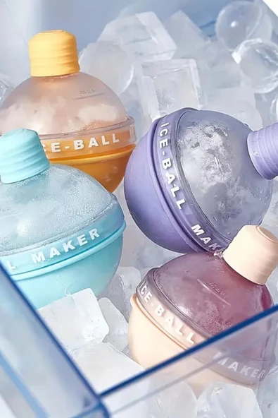 NACTUMU  Büyük Boy Hunili Altı Silikon Kolay Çıkabilen Küre Buzluk - 3